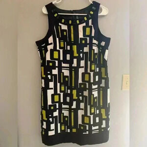 Woman’s New Directions Geometric Lined Beaded Neckline Tank Top Dress Size 14